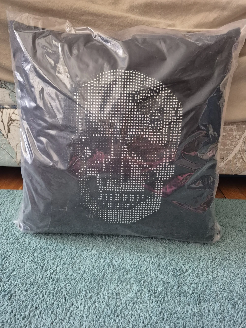 G.I.L.I. Black Accent Pillow with Crystal Skull Design
